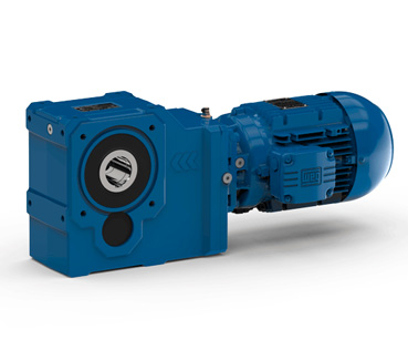 Helical bevel geared motors